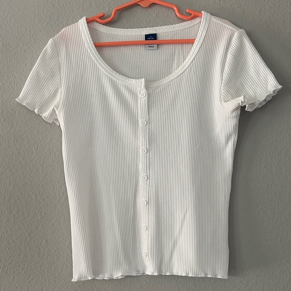 Old Navy Cream Button-Front Short Sleeve Tee